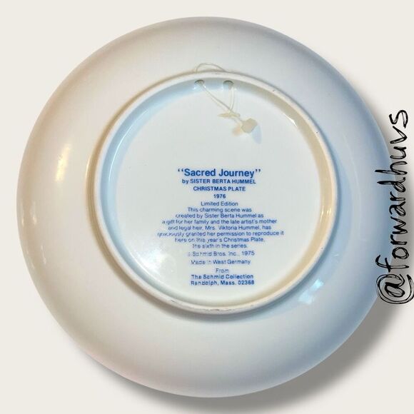 1976 Schmid “Sacred Journey” Christmas Plate – Sister Berta Hummel – No Box - Picture 5 of 7